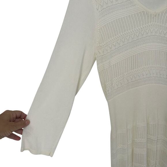 Alberto Makali Ivory Knit Peplum Sweater Top Size L - Picture 5 of 7